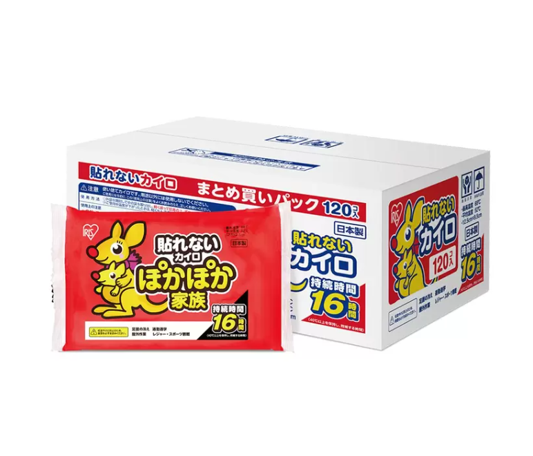 日本品牌・已檢查 IRIS OHYAMA 袋鼠家族手持式暖暖包PKN-120R(120入)_IRSTW_64