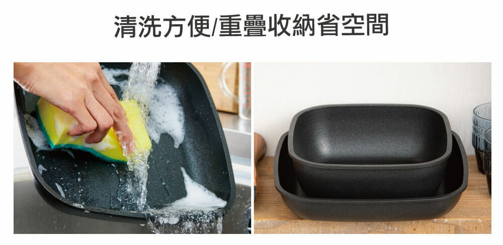 日本品牌 IRIS OHYAMA 鑄鐵風IH不沾鍋具 方形6件組SKL-SE6S(IH/直火兩用)_YOUTW_867