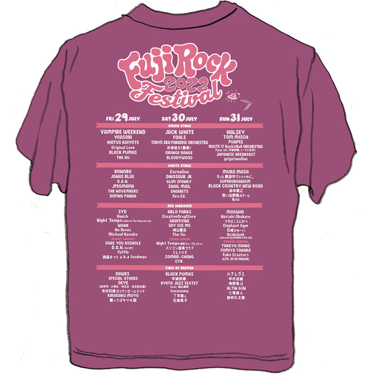 "Bigfoot in 傳說中的富士搖滾音樂祭 FUJI ROCK FES ’22”(演出名單T-shirt)_YOUTW_448