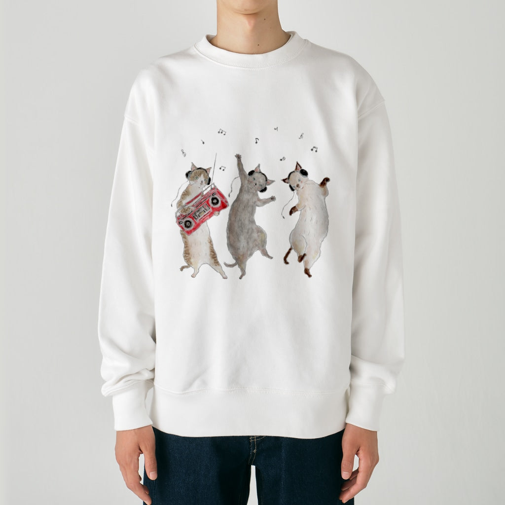 有機棉 跟著音樂跳舞貓貓 插畫T-shirt / M_YOUTW_450