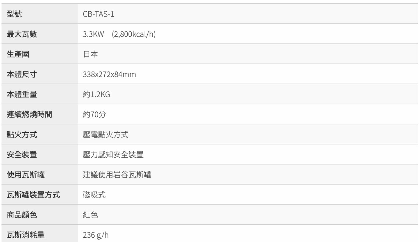 日本 Iwatani 岩谷 達人slim磁式超薄型高效能瓦斯爐 CB-TAS-1/CB-SS-50