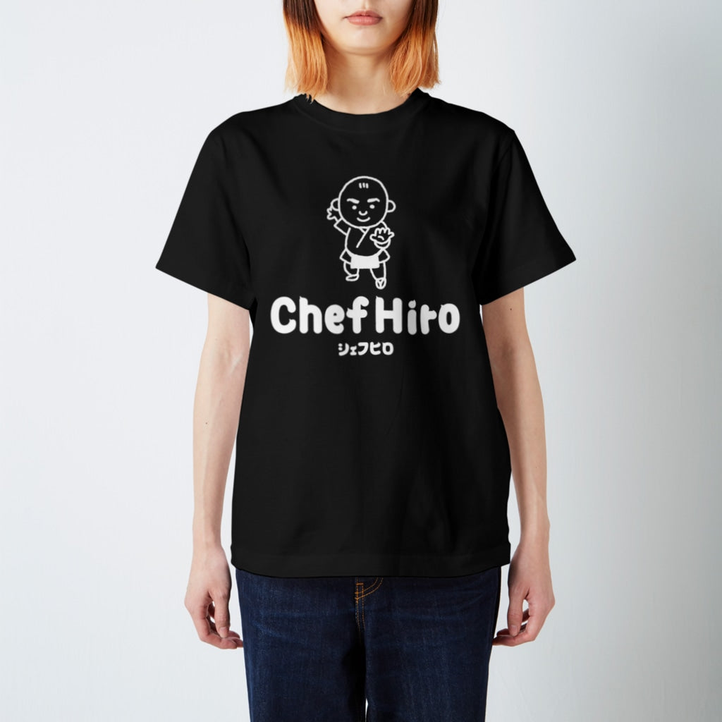 CHEF HIRO logo T-shirt 白字 黑色_YOUTW_308